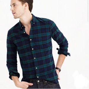 NWOT J. CREW Slim Vintage Oxford Shirt in Black Watch Plaid (blue & green)